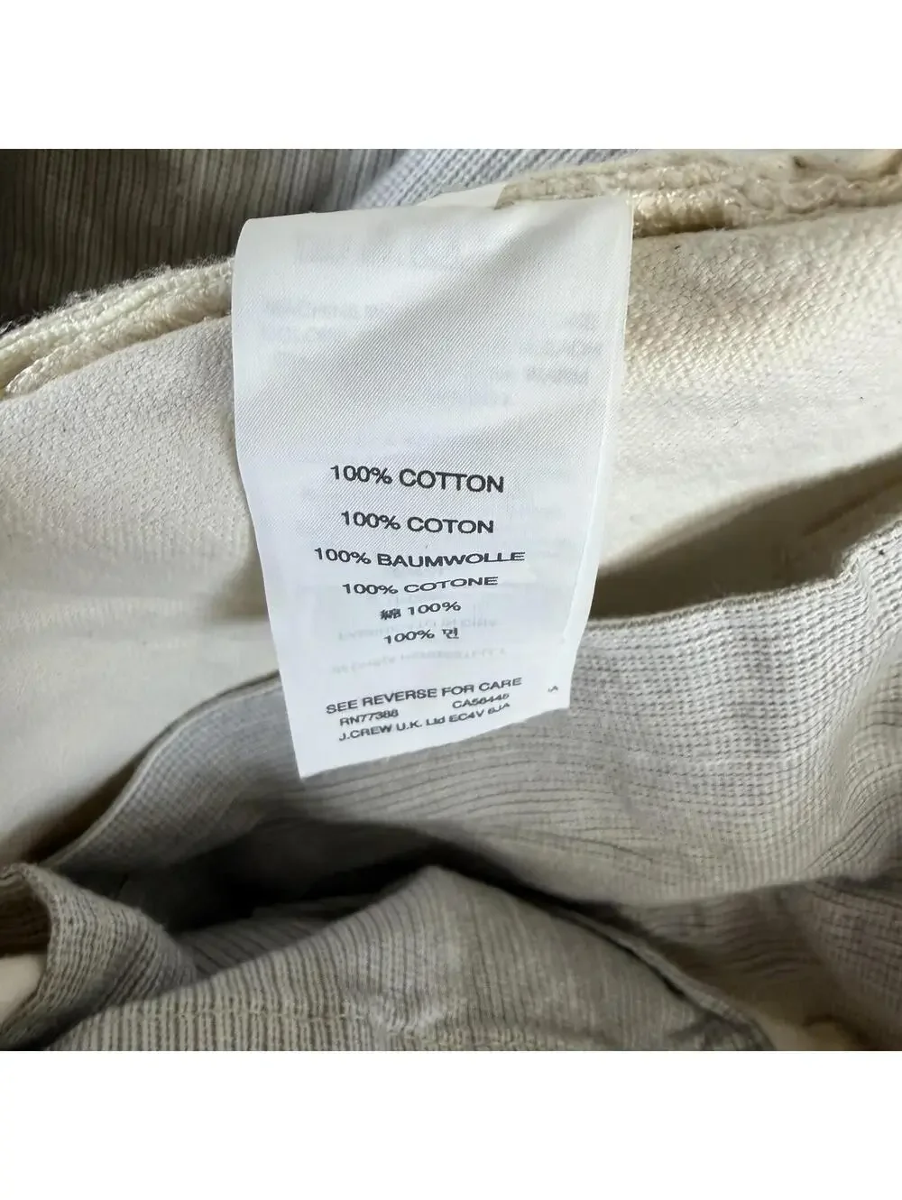 J.Crew 484 Chino Pants Mens 30x34 Soft White Eggshell Slim Straight Leg Cotton